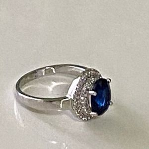 Double halo sapphire crystal  925 ring